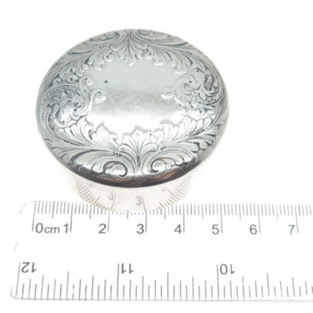 GORHAM 925 Sterling Silver Antique Art Deco Floral Pill / Snuff Box B2423 - Picture 3 of 7